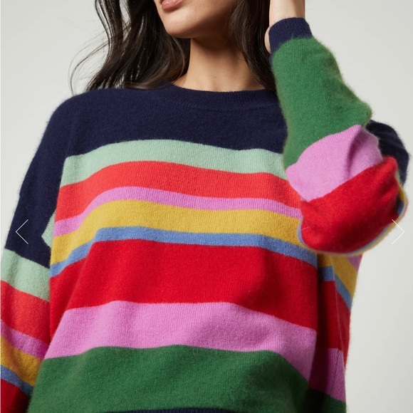 Velvet KACEY CASHMERE STRIPED CREW NECK SWEATER - Picture 3 of 6
